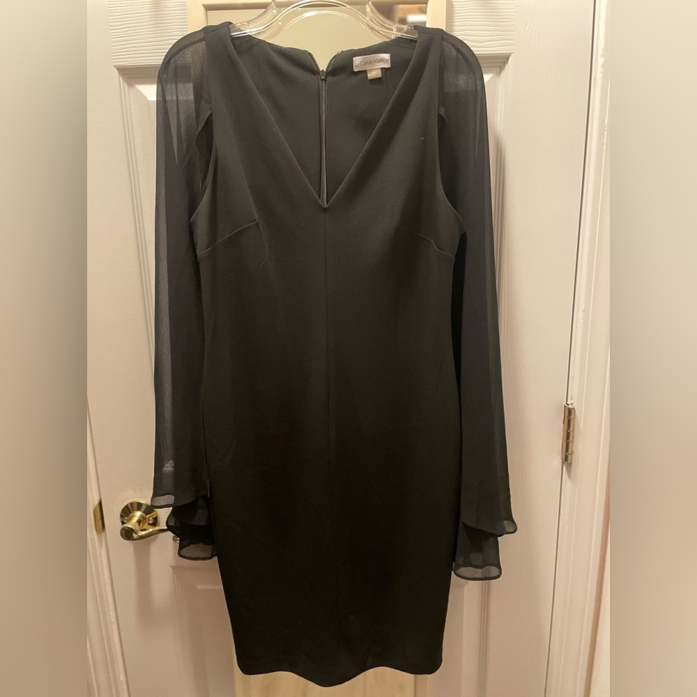 Womens Calvin Klein Black cape cocktail dress size 10 NWT